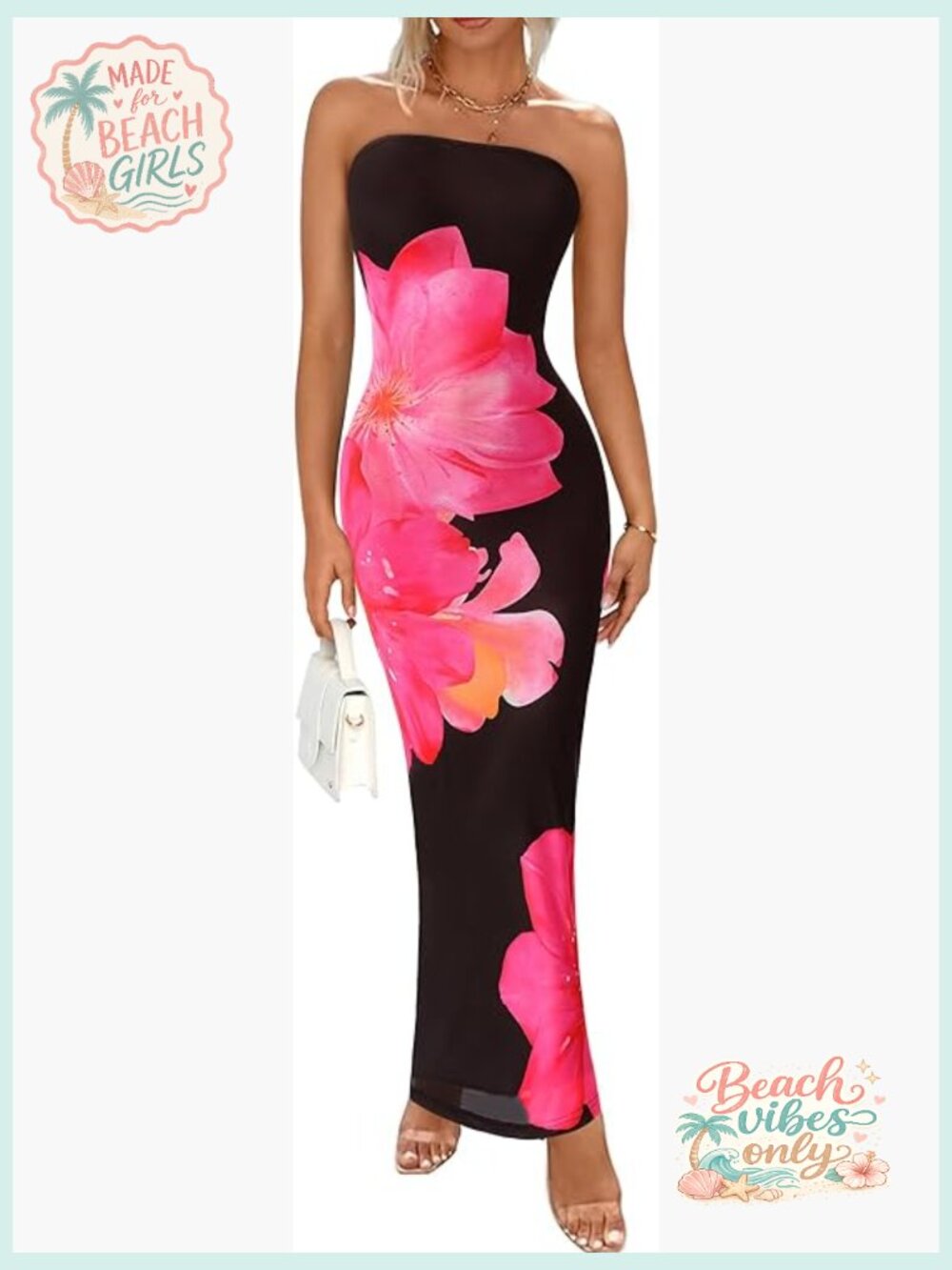 Strapless Floral Maxi Dress Bodycon Corset Formal Wedding Guest Cocktail